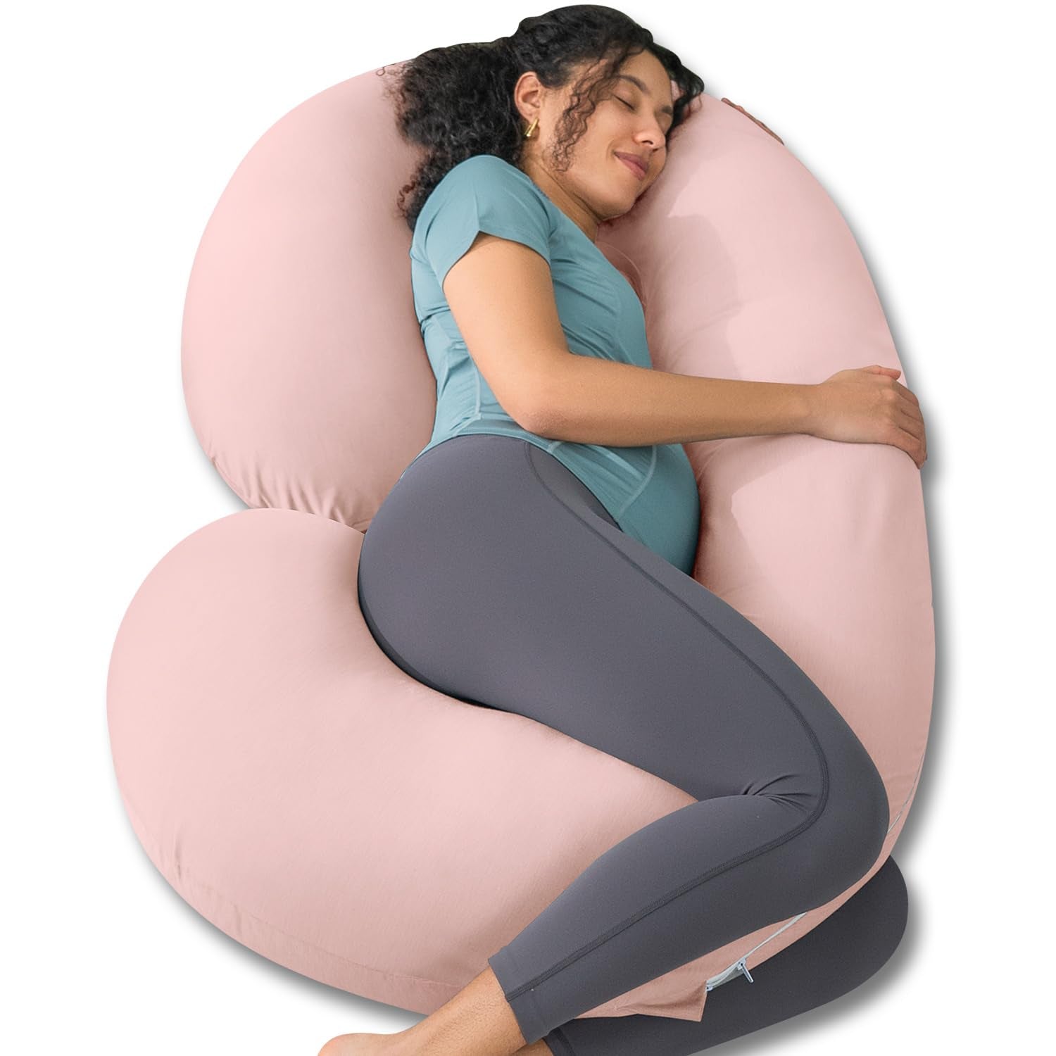 Cooling C-Shaped Pregnancy Pillow with Soft Cotton Cover