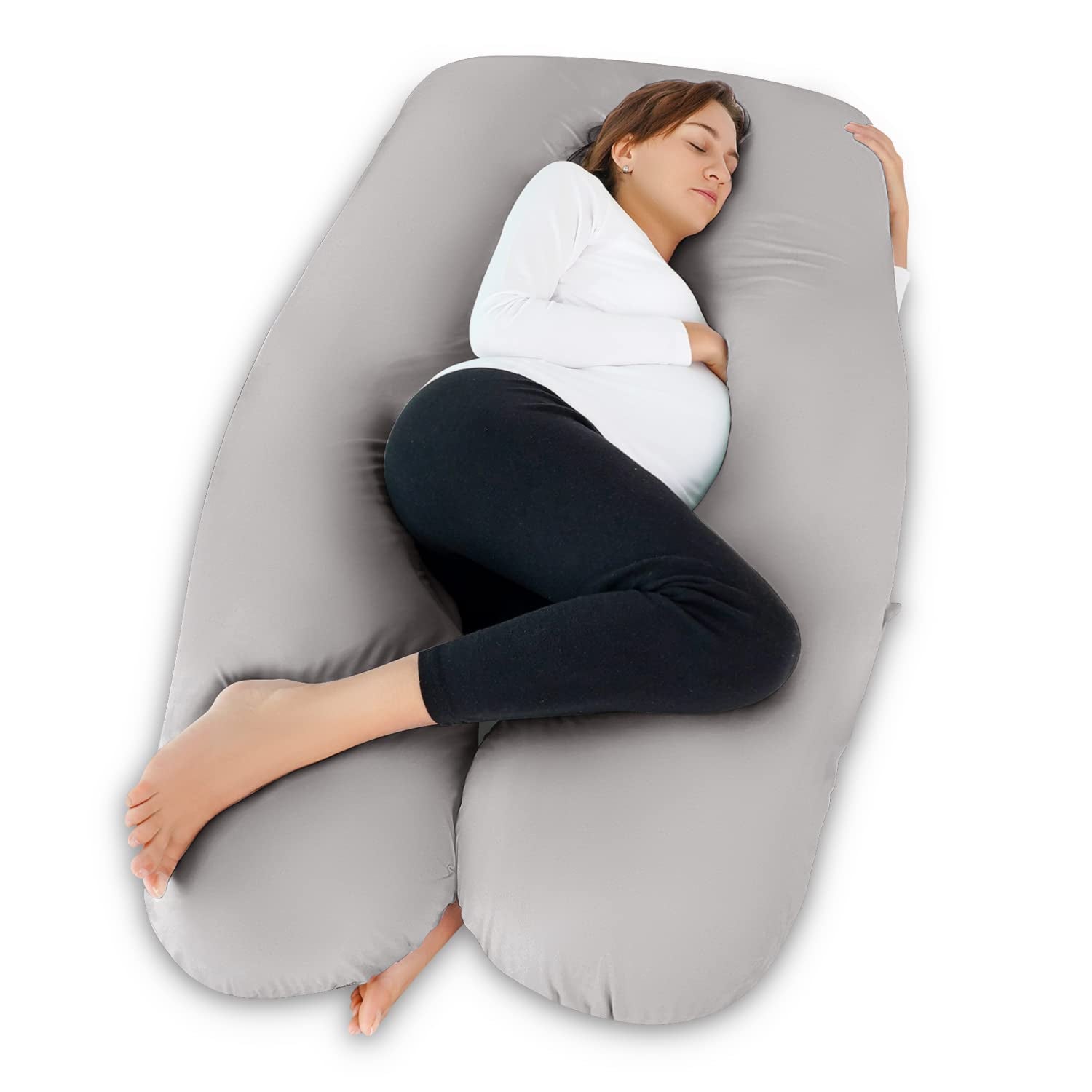 Cooling U-Shaped Pregnancy Body Pillow with Jersey Cover