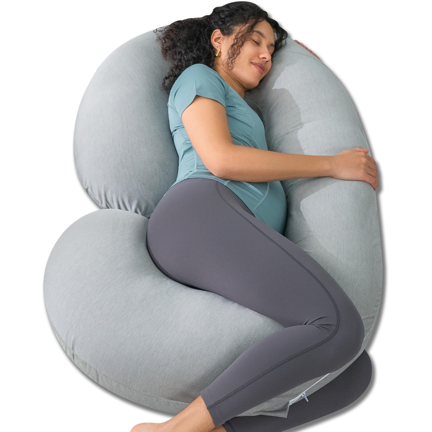 Cooling C-Shaped Pregnancy Pillow with Soft Cotton Cover