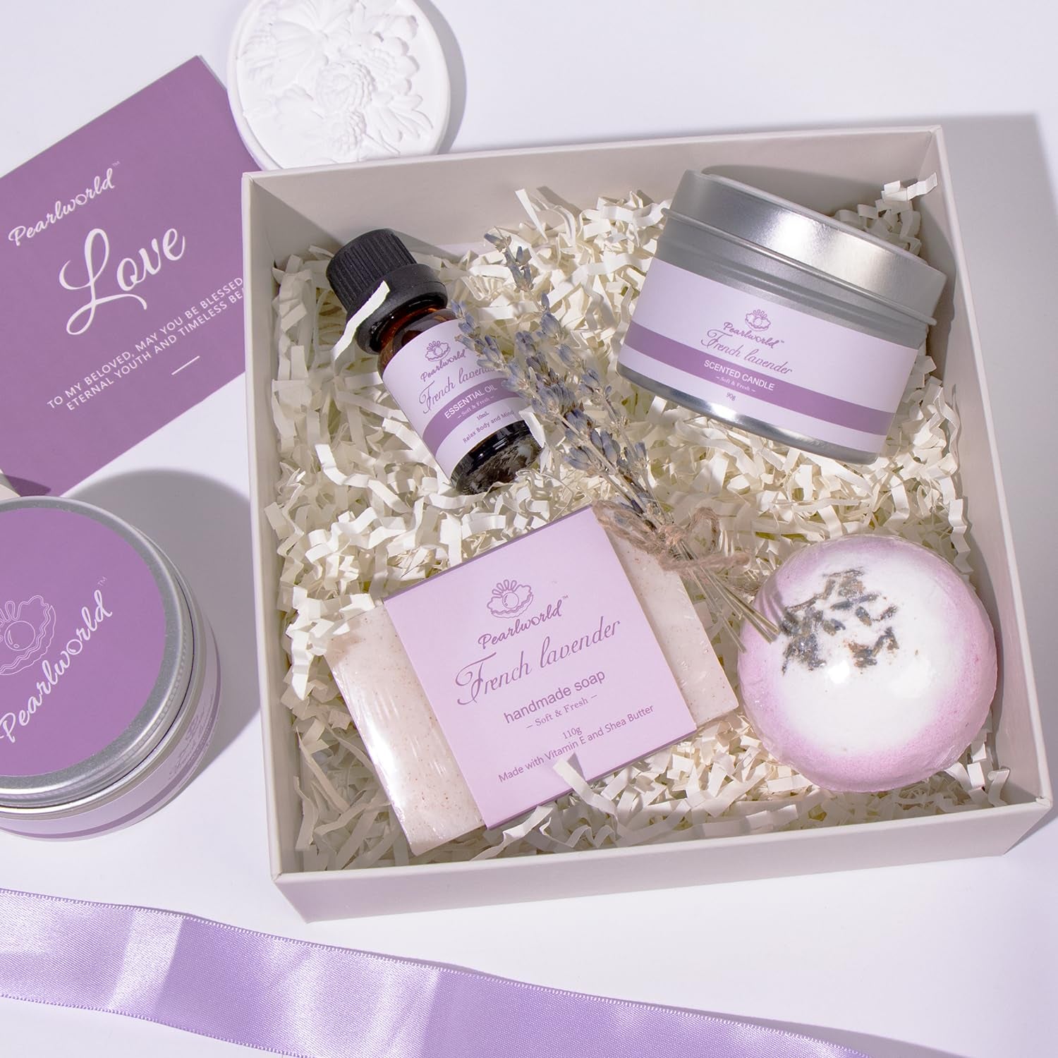 Lavender Spa Gift Set — 7pcs Self-Care Kit for Women