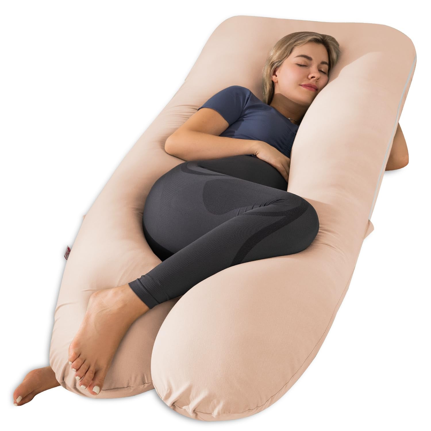Cooling U-Shaped Pregnancy Body Pillow with Jersey Cover