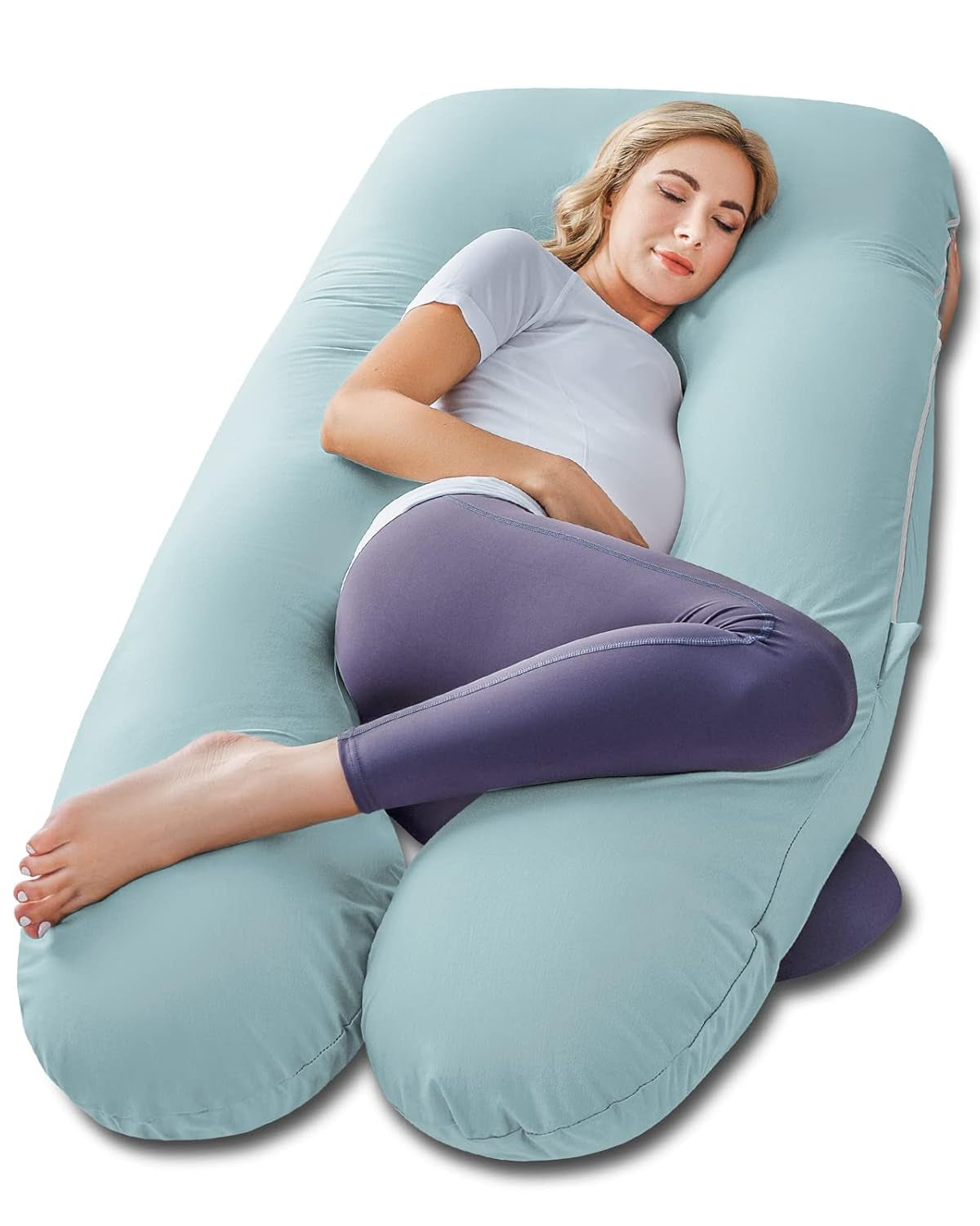 Cooling U-Shaped Pregnancy Body Pillow with Jersey Cover