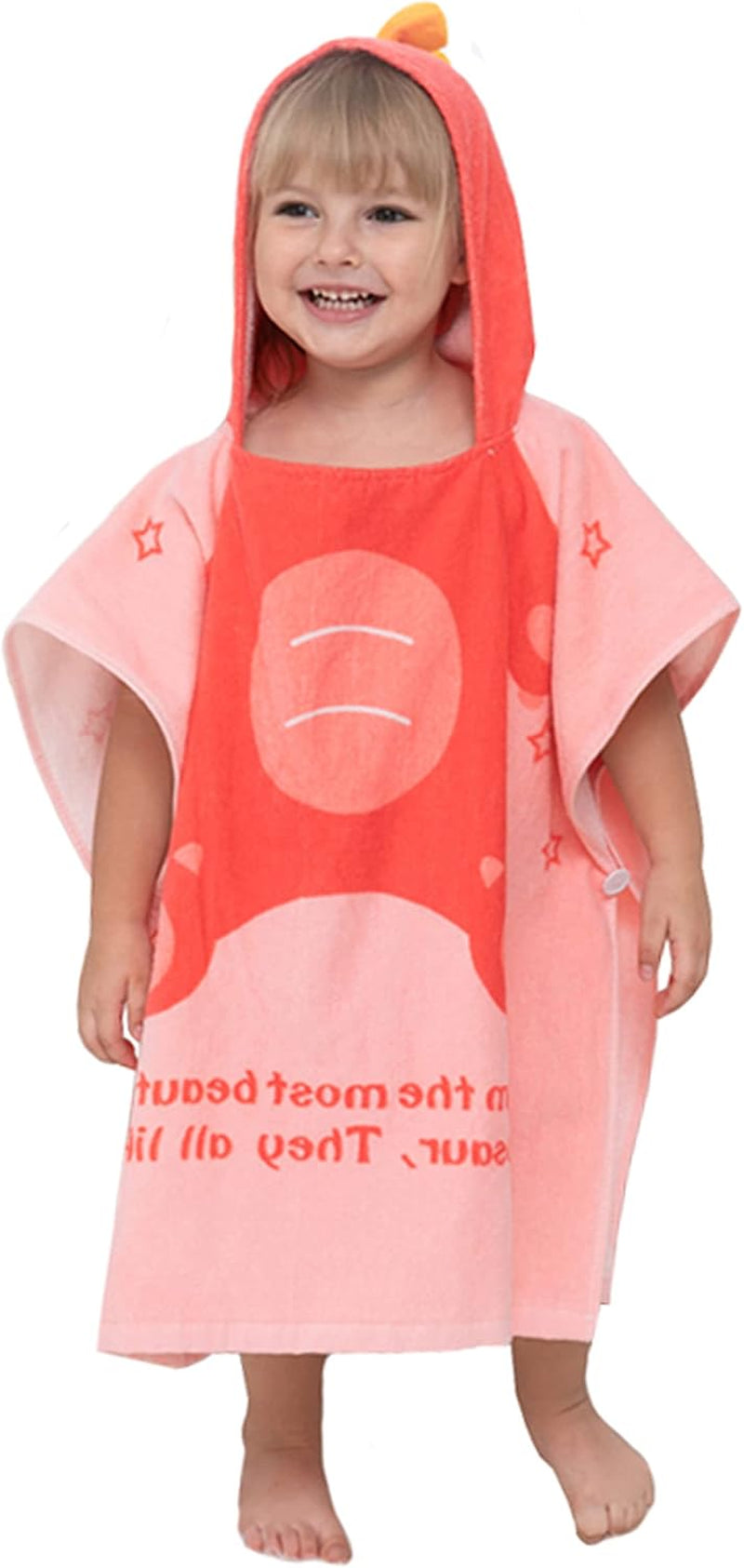 Kids Dinosaur Hooded Towel Poncho — Cotton, Ages 5–9