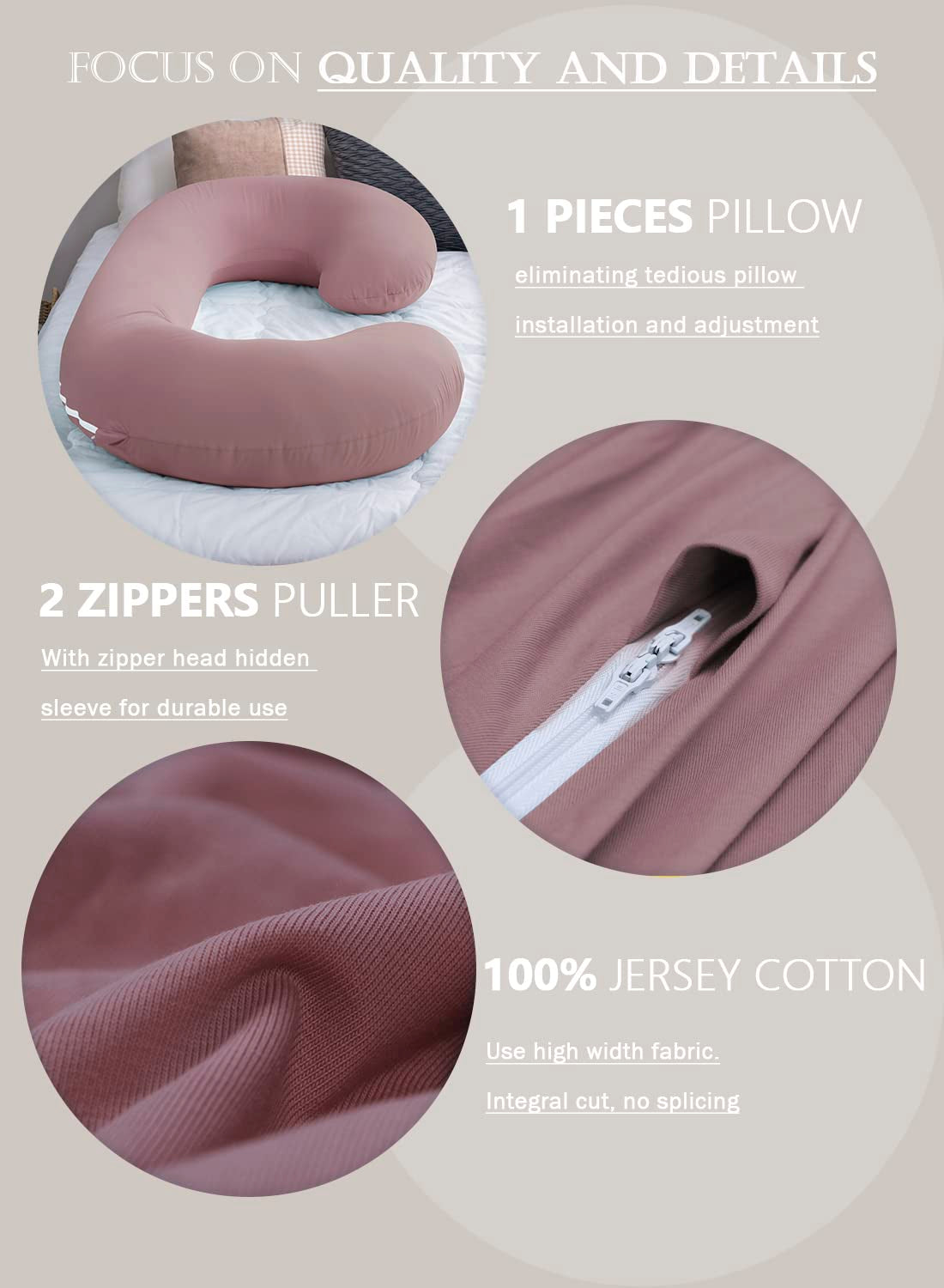 Cooling C-Shaped Pregnancy Pillow with Soft Cotton Cover