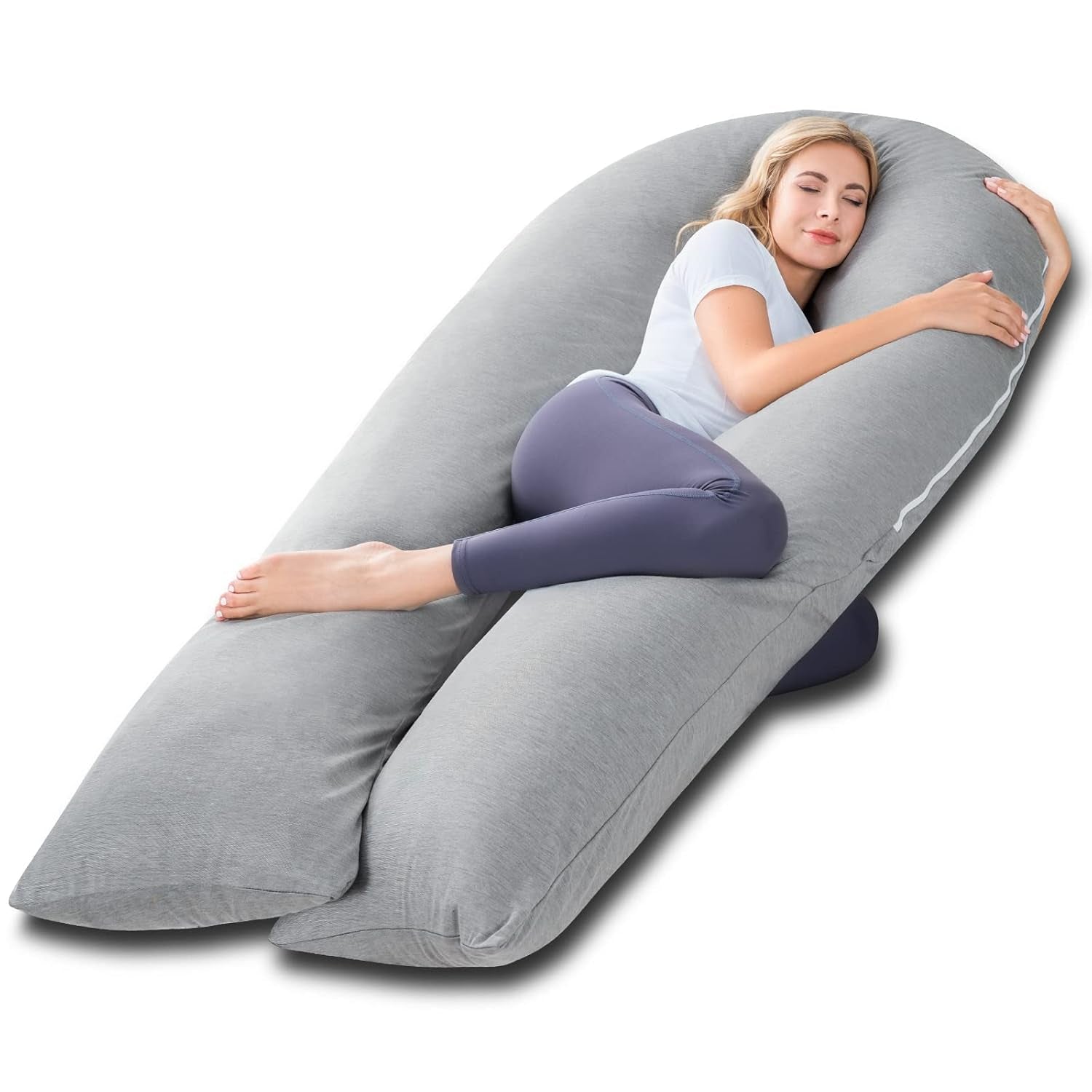 Cooling U-Shaped Pregnancy Body Pillow with Jersey Cover