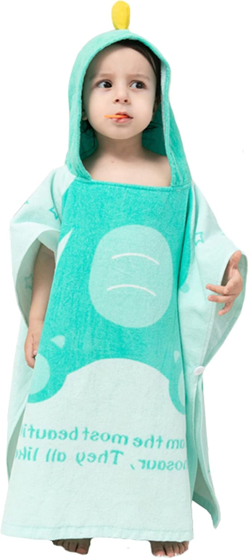 Kids Dinosaur Hooded Towel Poncho — Cotton, Ages 5–9