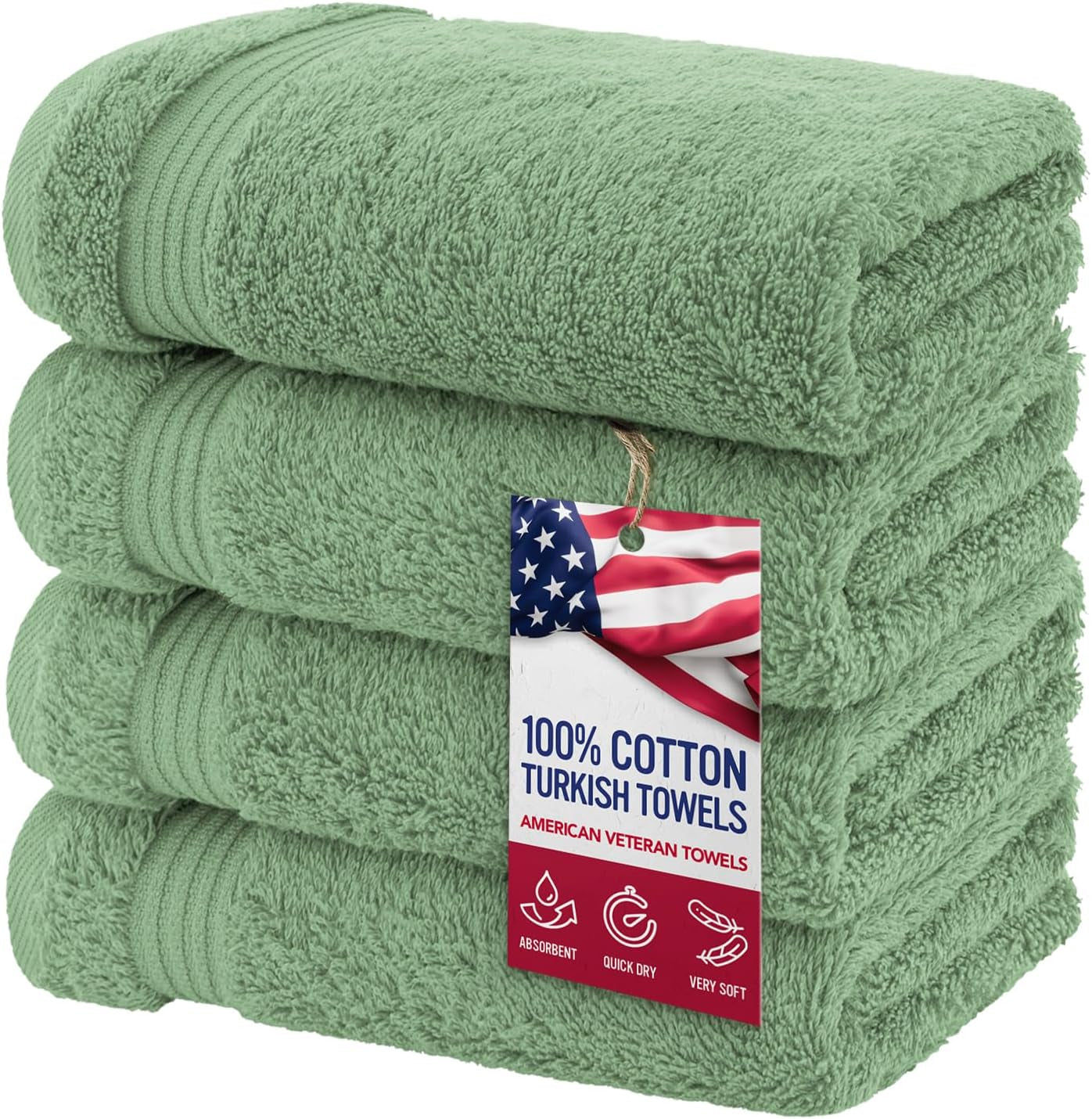 Hand Towels for Bathroom Set of 4, 100% Cotton Turkish Hand Towel Sets Clearance Prime, Soft Hand Face Towels, Sage Green Hand Towels