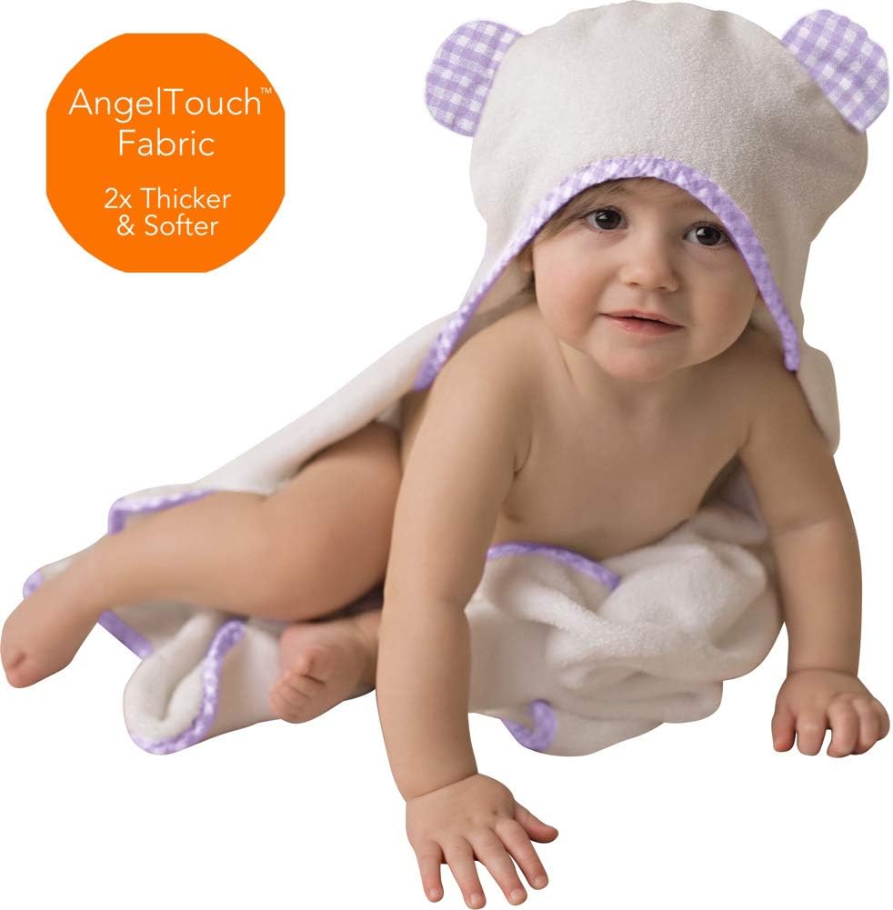 Organic Hooded Baby Towel Set — Bamboo, Purple, For Girls