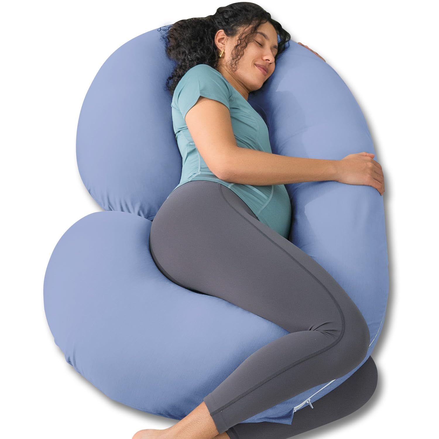 Cooling C-Shaped Pregnancy Pillow with Soft Cotton Cover