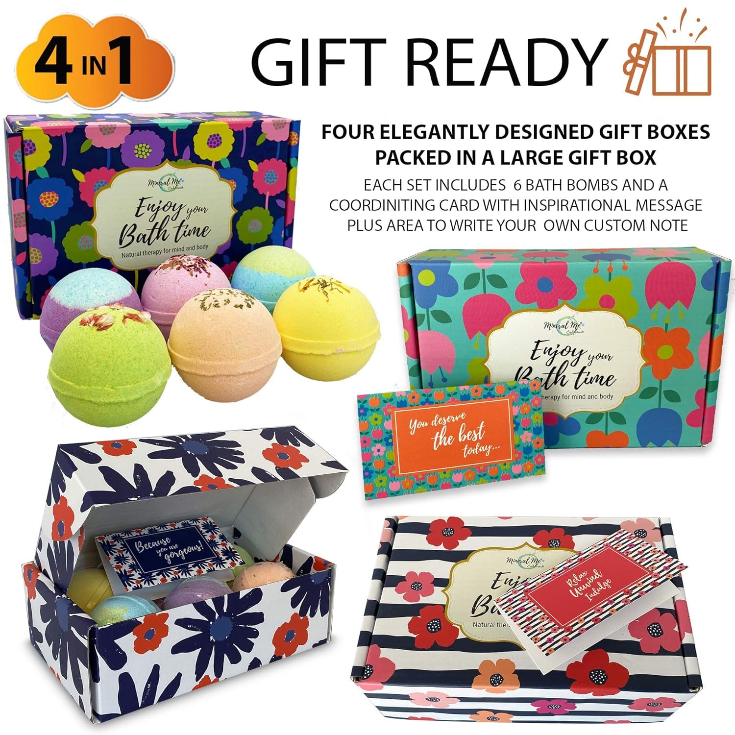 Bath Bombs for Women Gift Set - 24 Natural and Organic Bath Bombs with Essential Oils & Moisturizing Shea Butter, Spa Birthday Gift, Selfcare Gifts for Her, Women, Teen Girls, Kids, Bridesmaid Gift