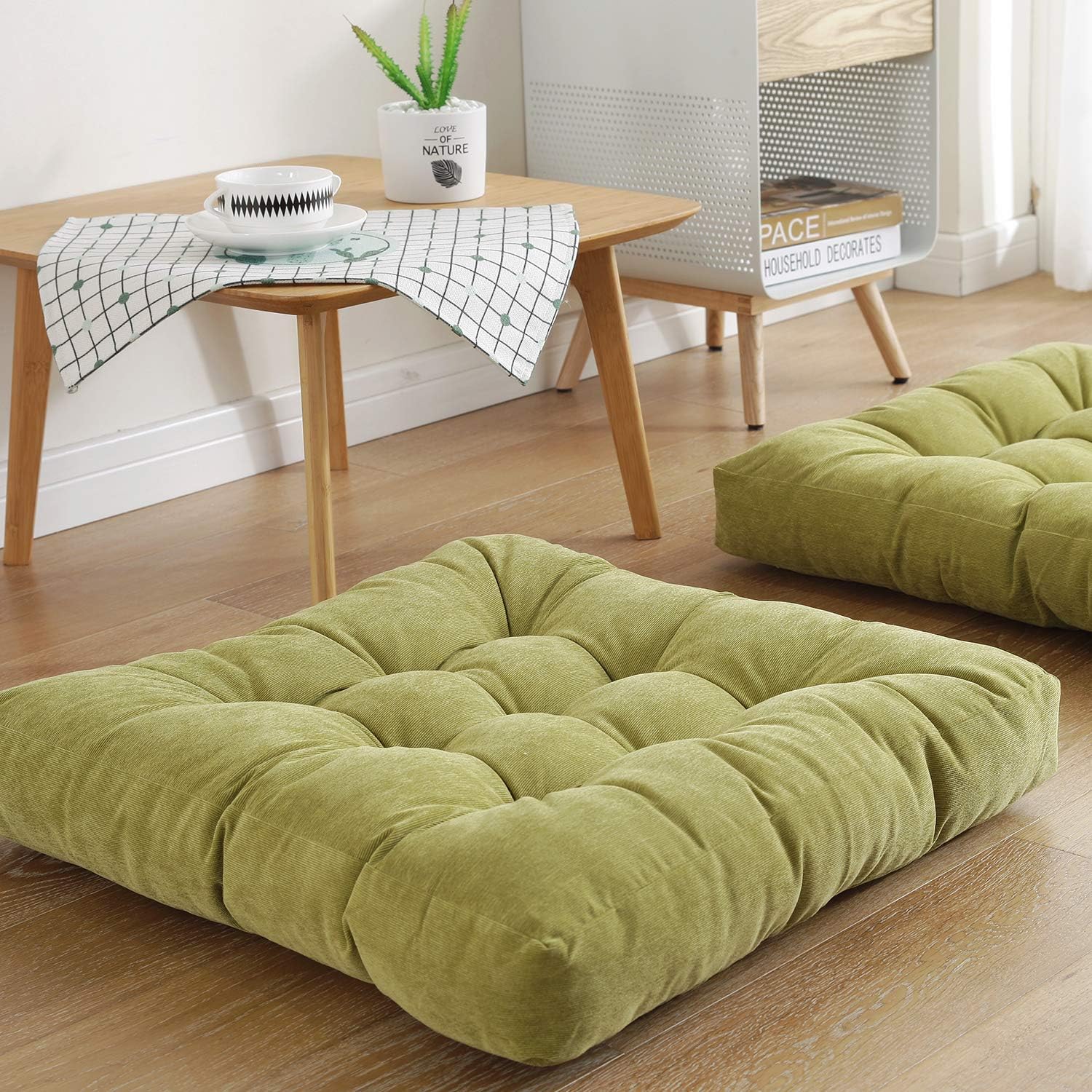 Boho Floor Pillow Cushion 22x22 – Beige Mandala Seat