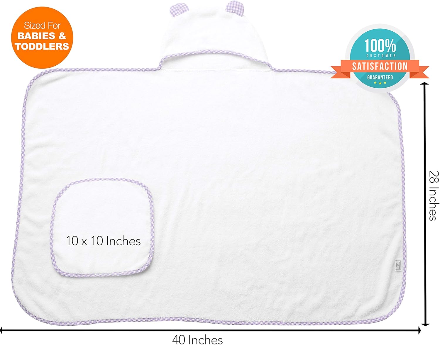 Organic Hooded Baby Towel Set — Bamboo, Purple, For Girls