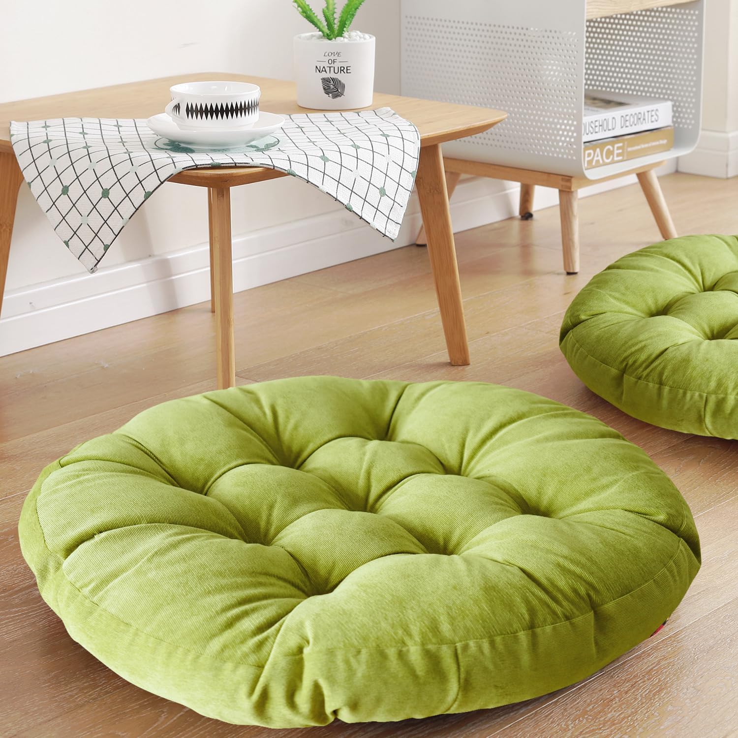 Boho Floor Pillow Cushion 22x22 – Beige Mandala Seat