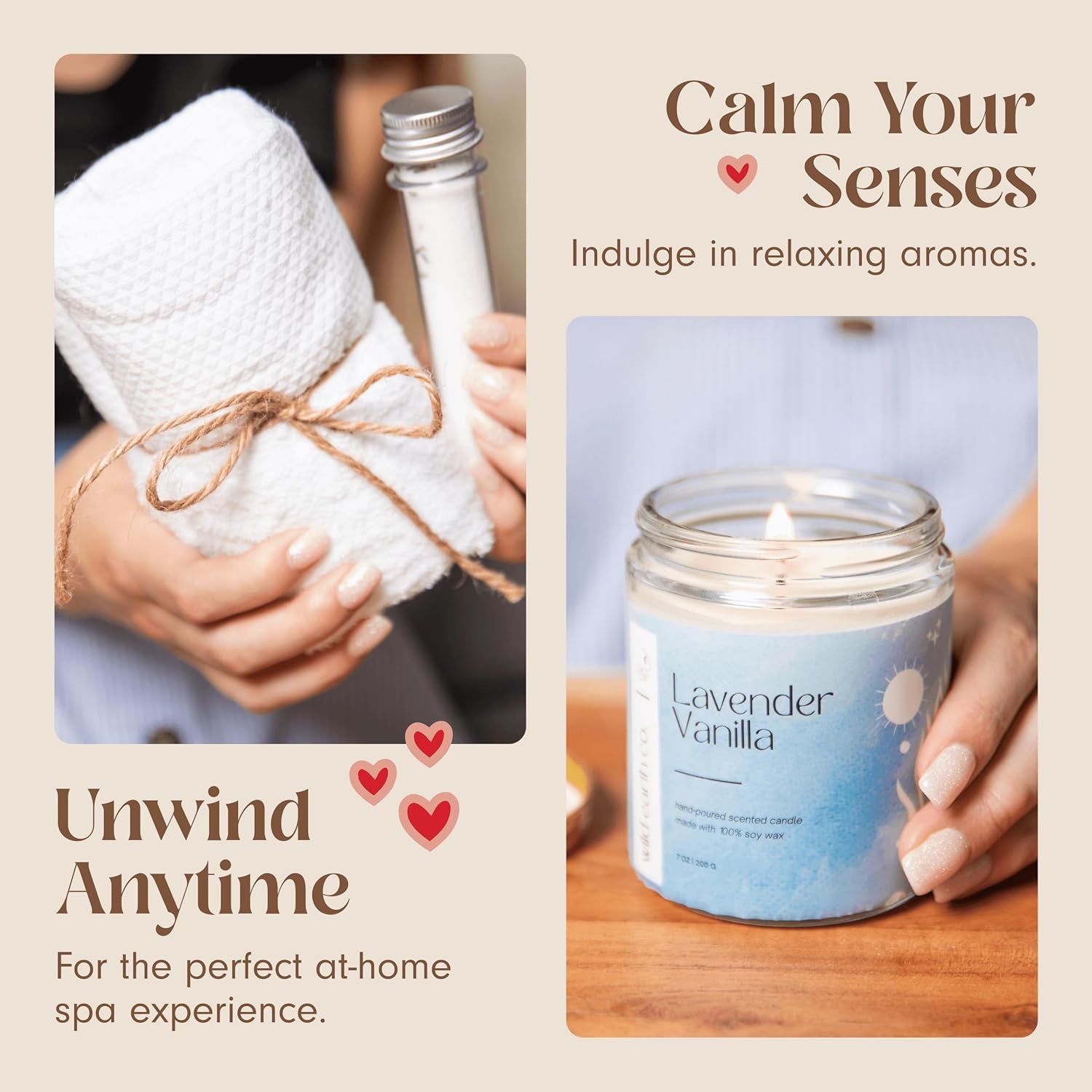 Self-Care Gift Box for Women — Mug, Candle, Bath Bombs, Soap