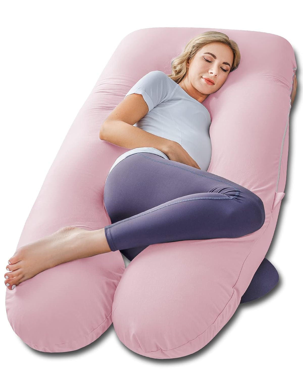 Cooling U-Shaped Pregnancy Body Pillow with Jersey Cover