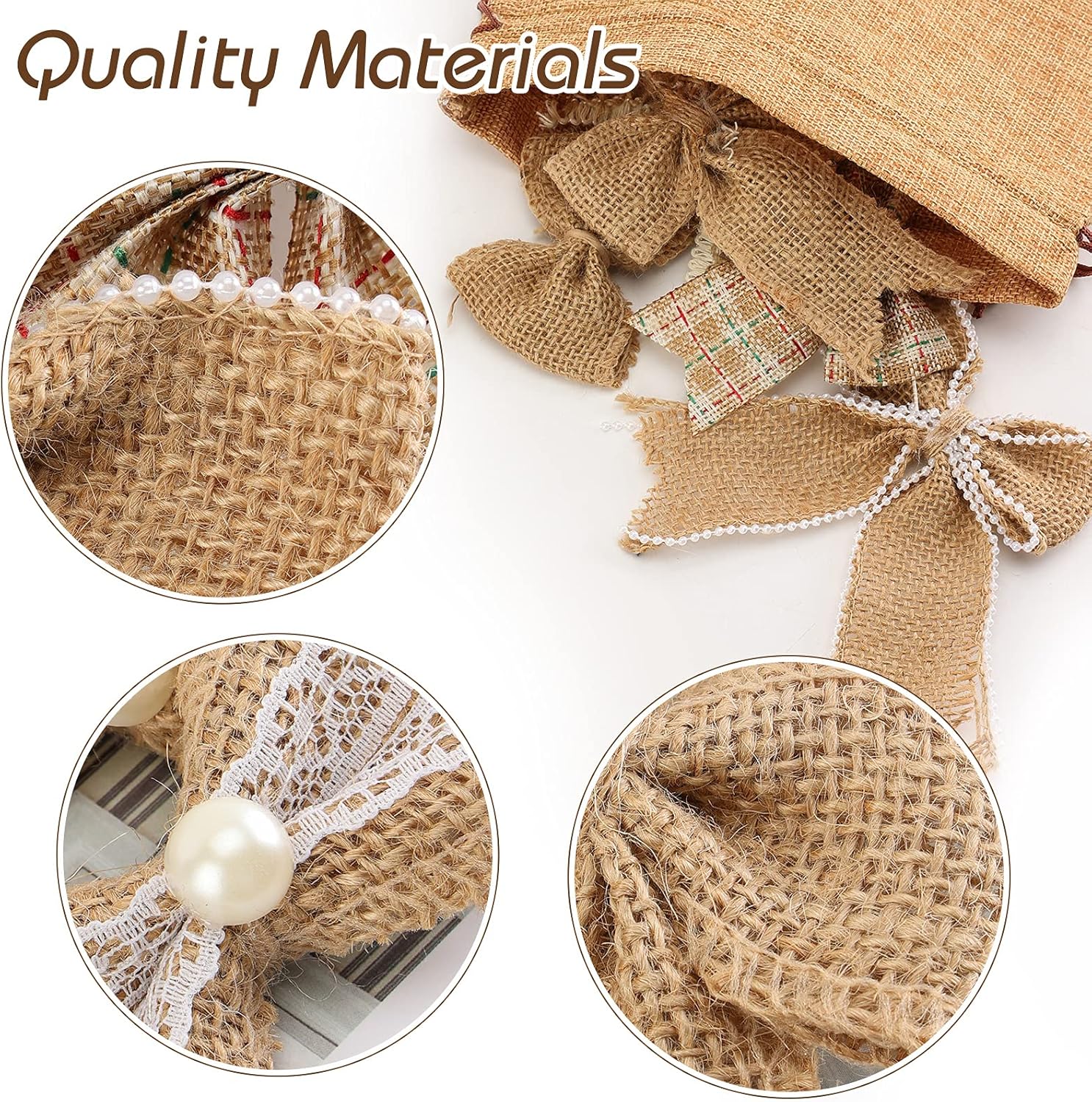 17pcs Handmade Burlap Bows — Rustic Lace Gift & Decor Set