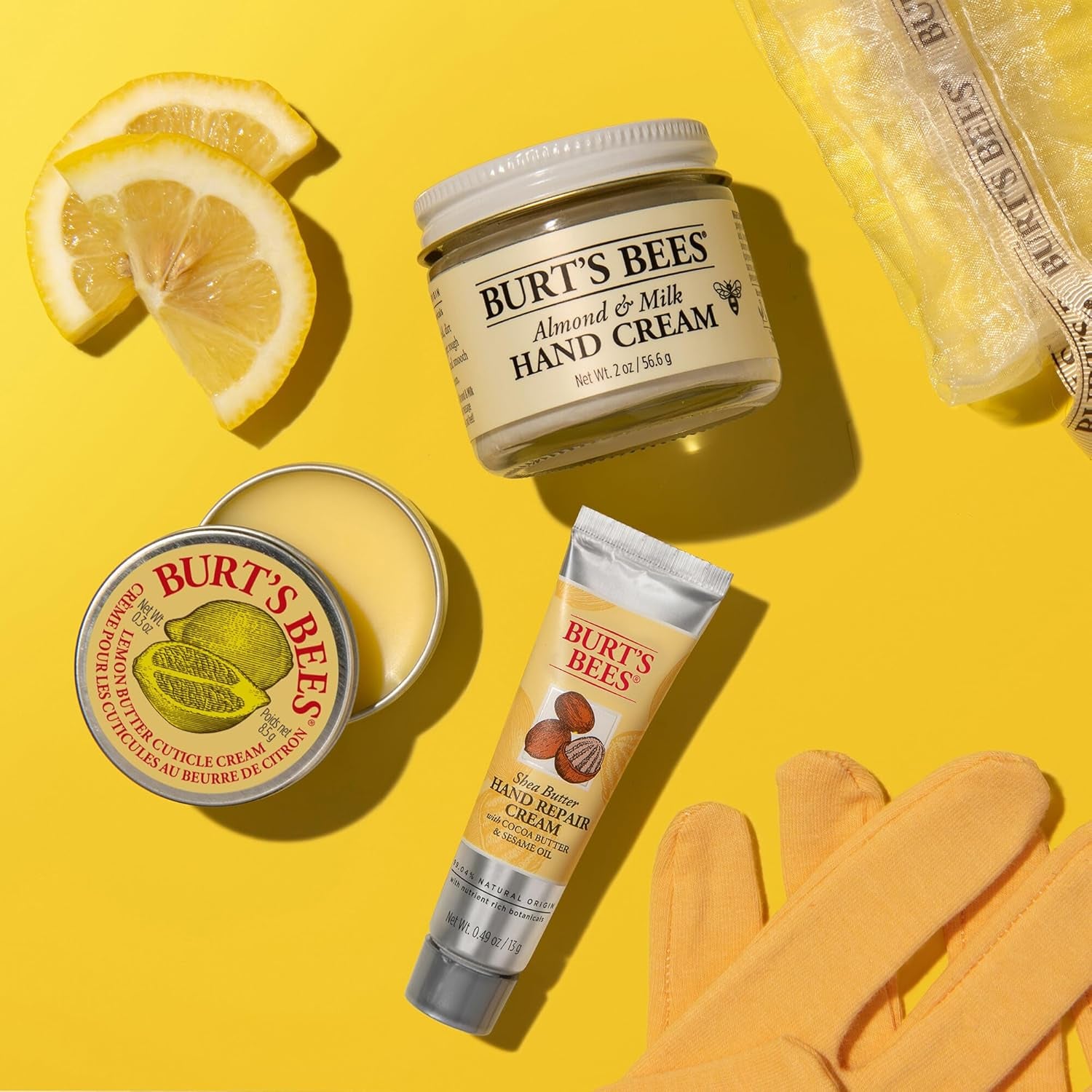 Hand Care Gift Set — 3 Creams + Gloves, Almond & Shea
