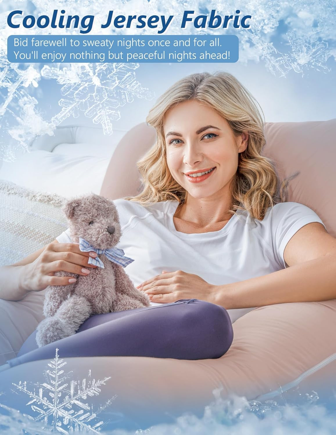 Cooling U-Shaped Pregnancy Body Pillow with Jersey Cover