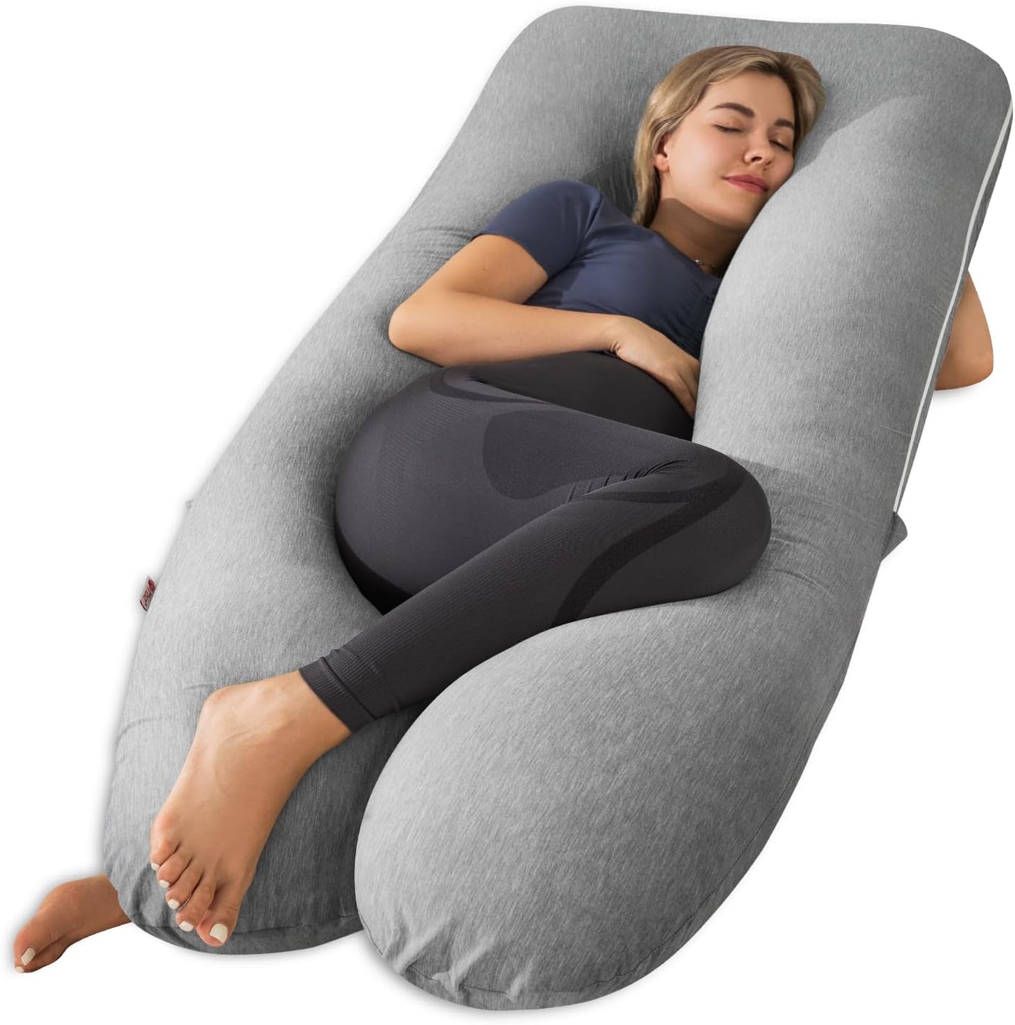 Grey Cooling Bamboo Rayon U-Shaped Pregnancy Pillow – 55 Inch
