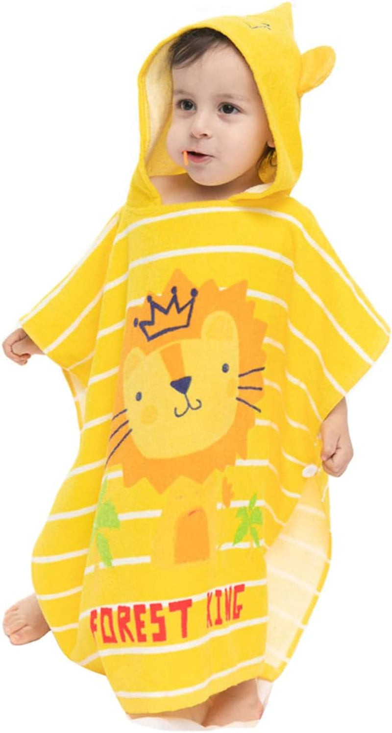 Kids Dinosaur Hooded Towel Poncho — Cotton, Ages 5–9