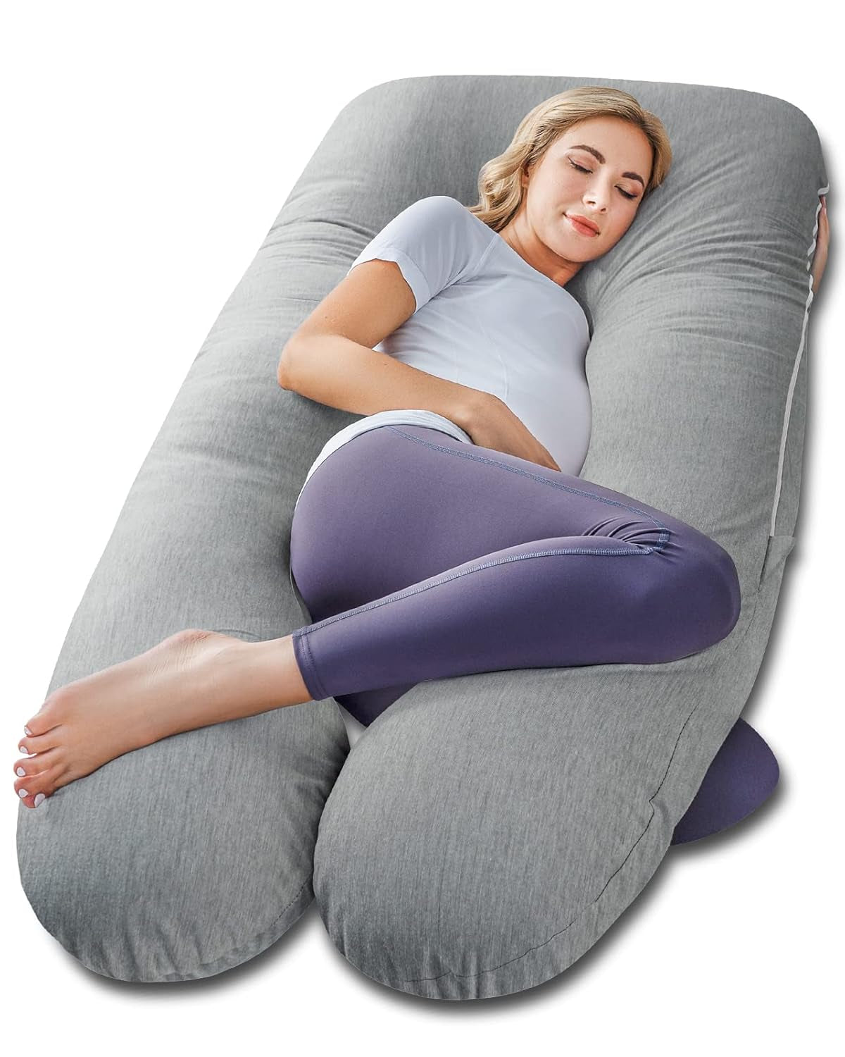Cooling U-Shaped Pregnancy Body Pillow with Jersey Cover