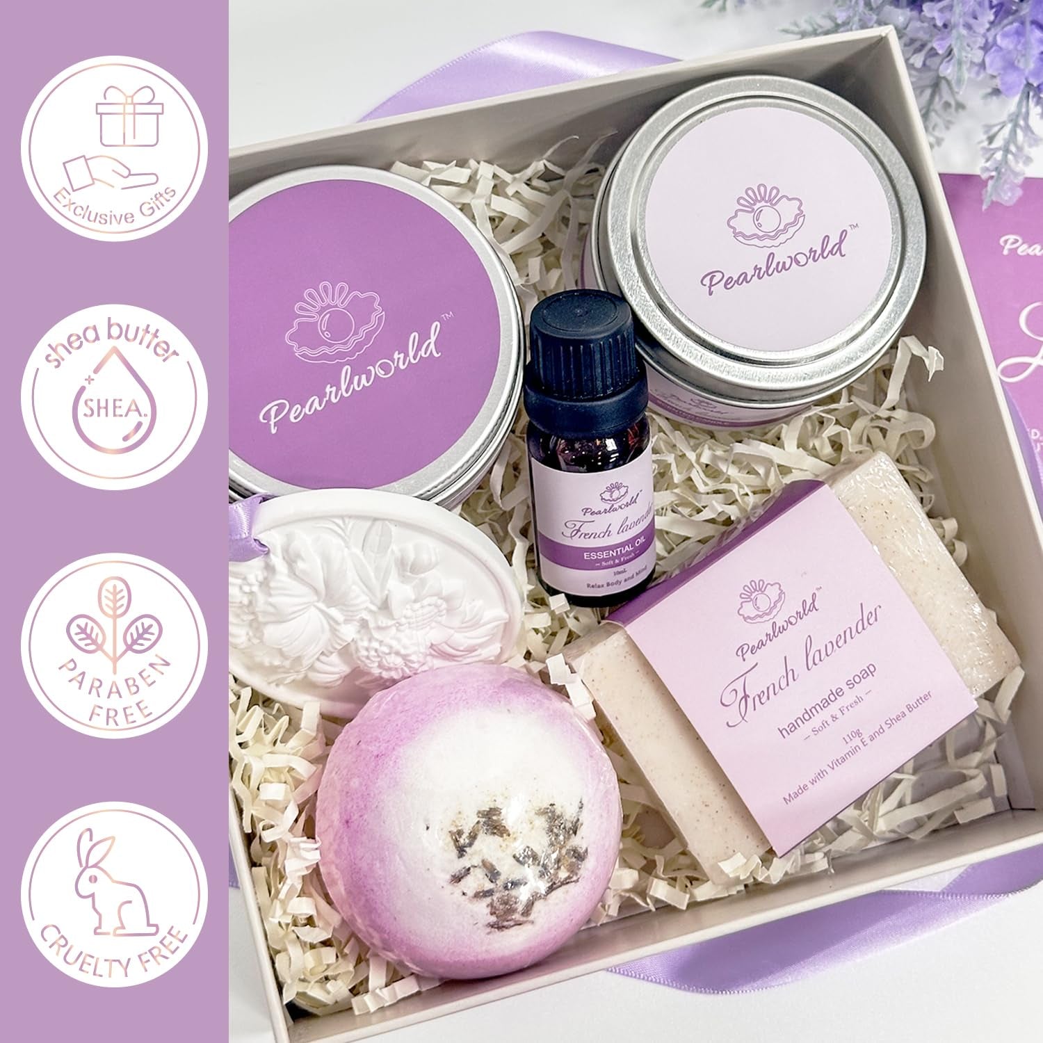 Lavender Spa Gift Set — 7pcs Self-Care Kit for Women
