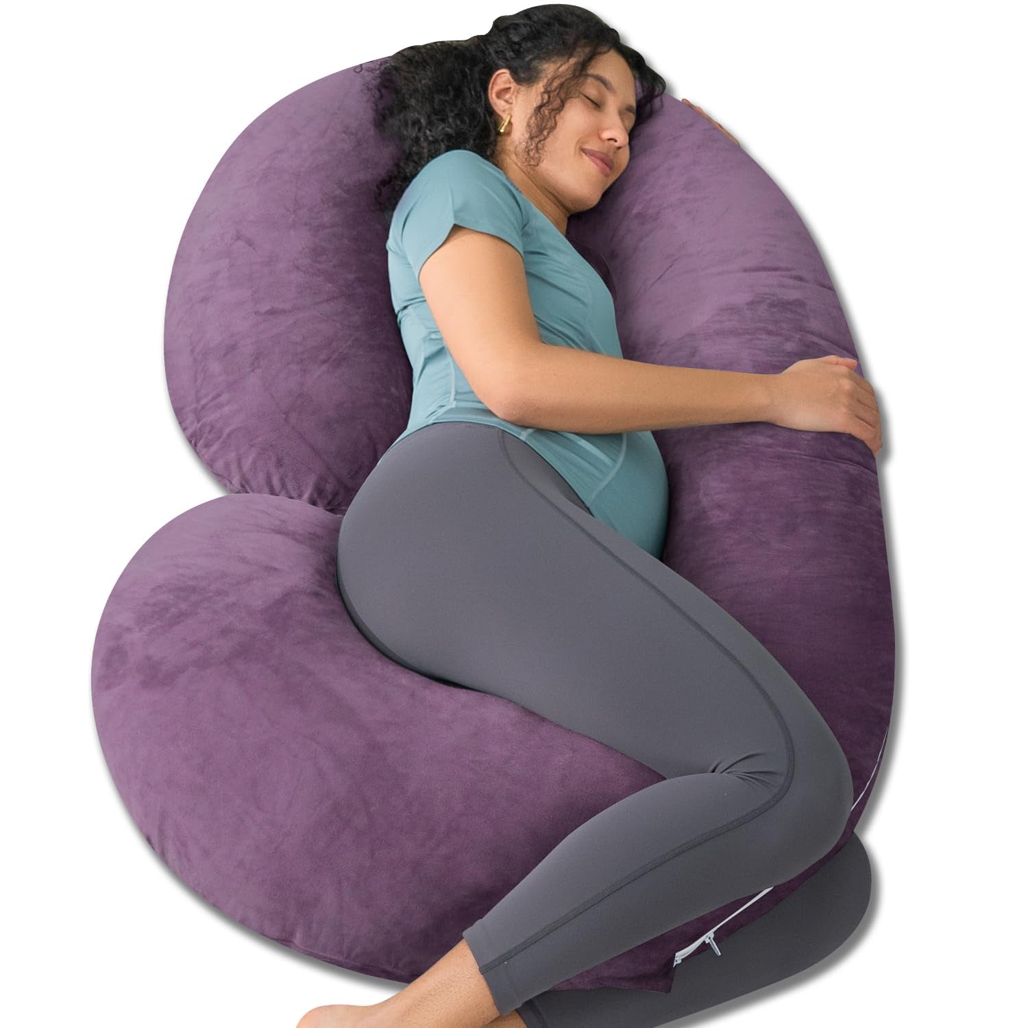 Cooling C-Shaped Pregnancy Pillow with Soft Cotton Cover