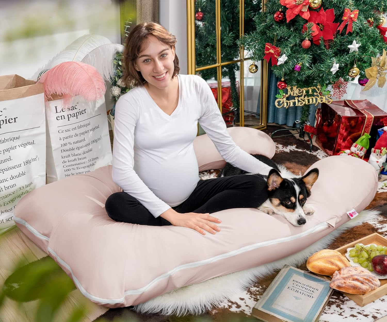 Cooling U-Shaped Pregnancy Body Pillow with Jersey Cover