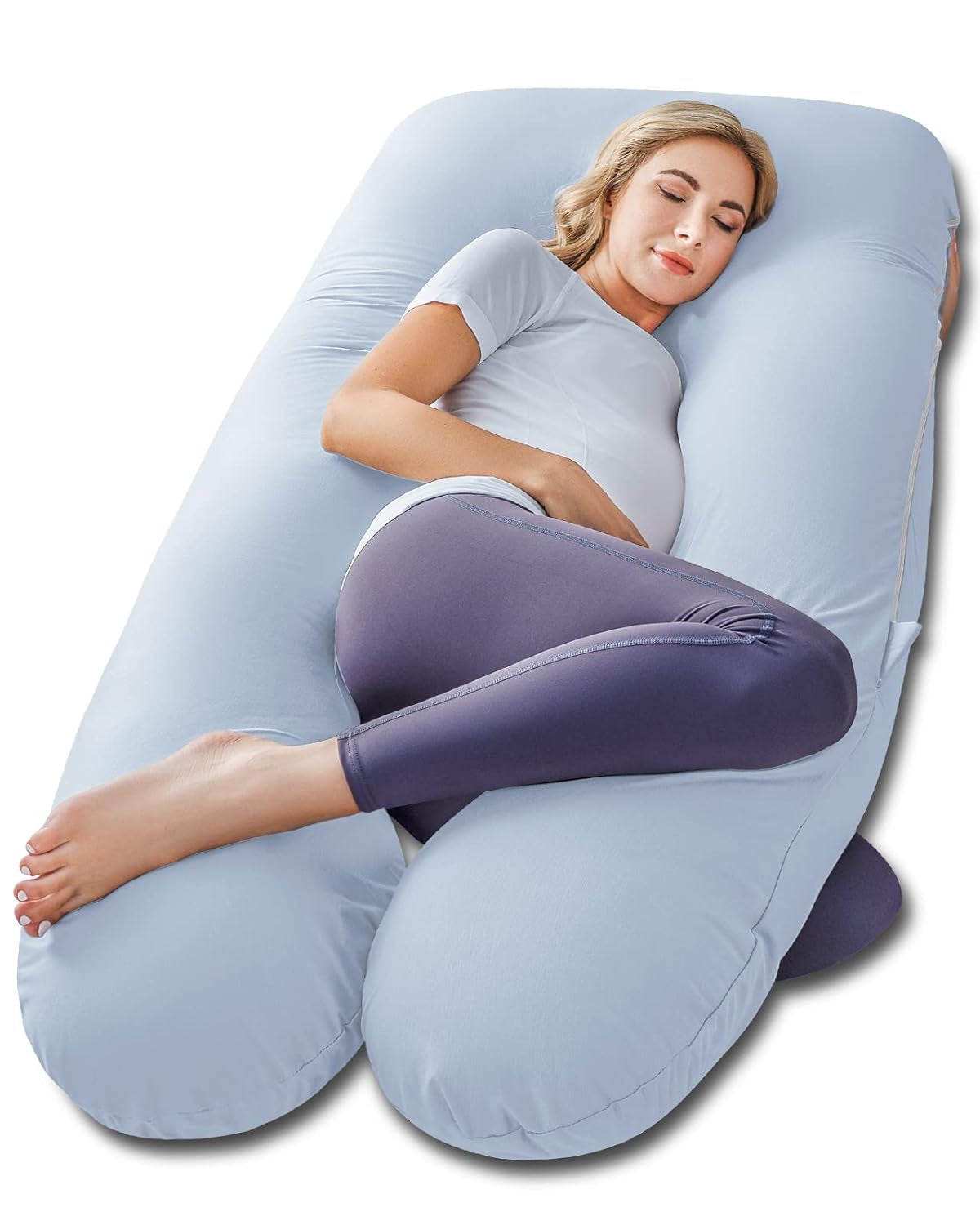 Cooling U-Shaped Pregnancy Body Pillow with Jersey Cover