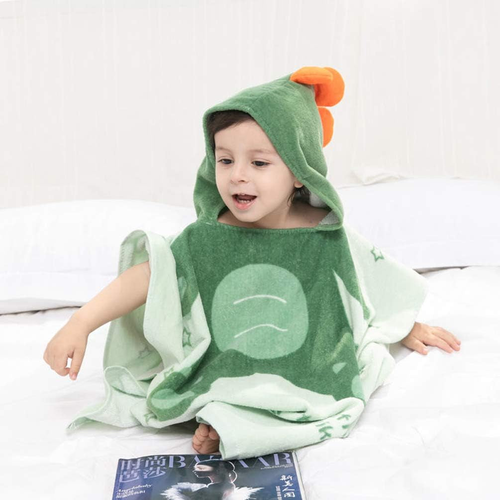 Kids Dinosaur Hooded Towel Poncho — Cotton, Ages 5–9
