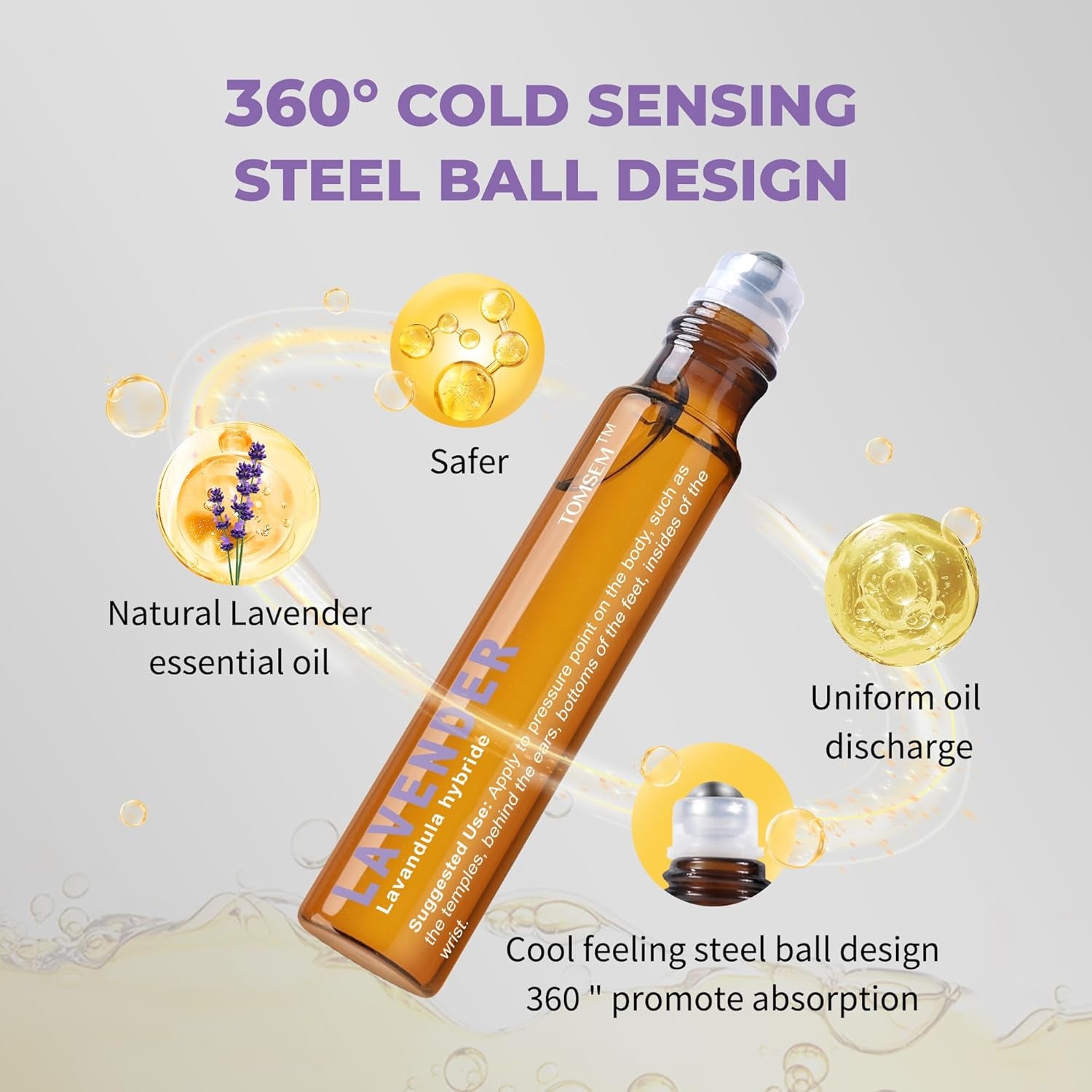 French Lavender Essential Oil Roll on - Calming Oil for Stress & Relaxation - Pure Oil for Skin & Hair Growth
