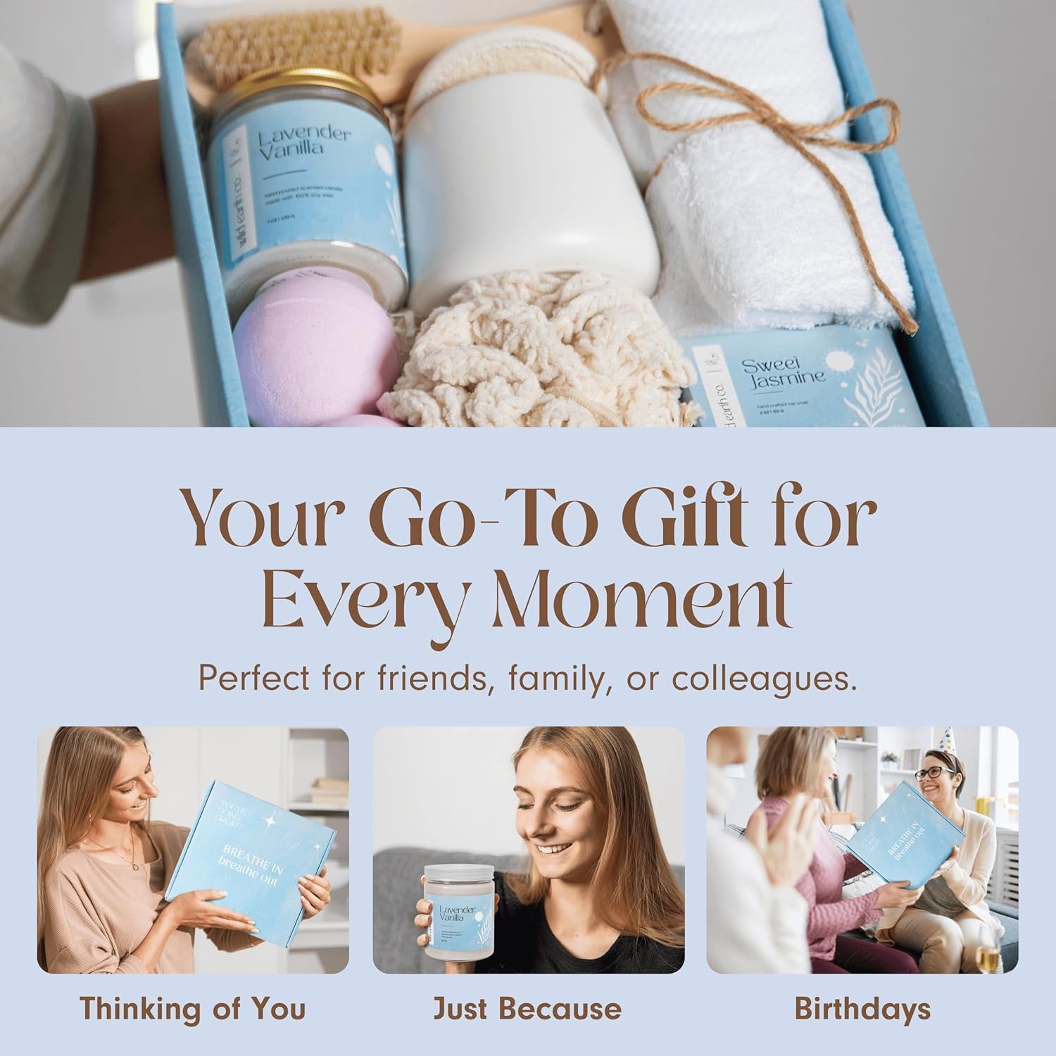 Self-Care Gift Box for Women — Mug, Candle, Bath Bombs, Soap