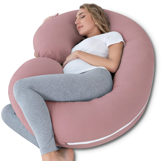 Cooling C-Shaped Pregnancy Pillow with Soft Cotton Cover