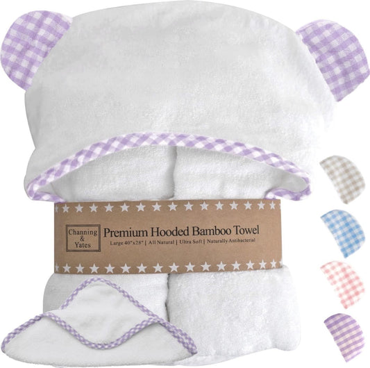 Organic Hooded Baby Towel Set — Bamboo, Purple, For Girls