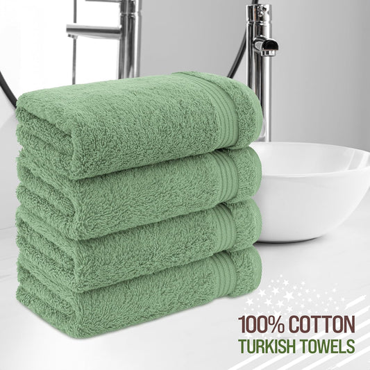 Hand Towels for Bathroom Set of 4, 100% Cotton Turkish Hand Towel Sets Clearance Prime, Soft Hand Face Towels, Sage Green Hand Towels