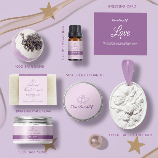 Lavender Spa Gift Set — 7pcs Self-Care Kit for Women