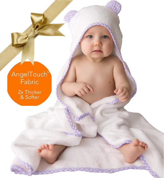Organic Hooded Baby Towel Set — Bamboo, Purple, For Girls