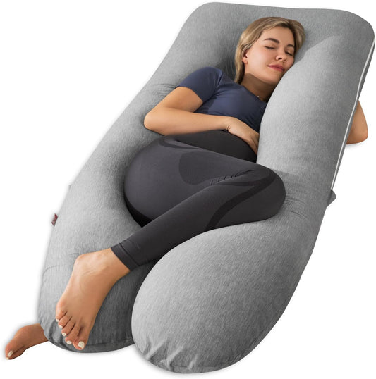 Grey Cooling Bamboo Rayon U-Shaped Pregnancy Pillow – 55 Inch