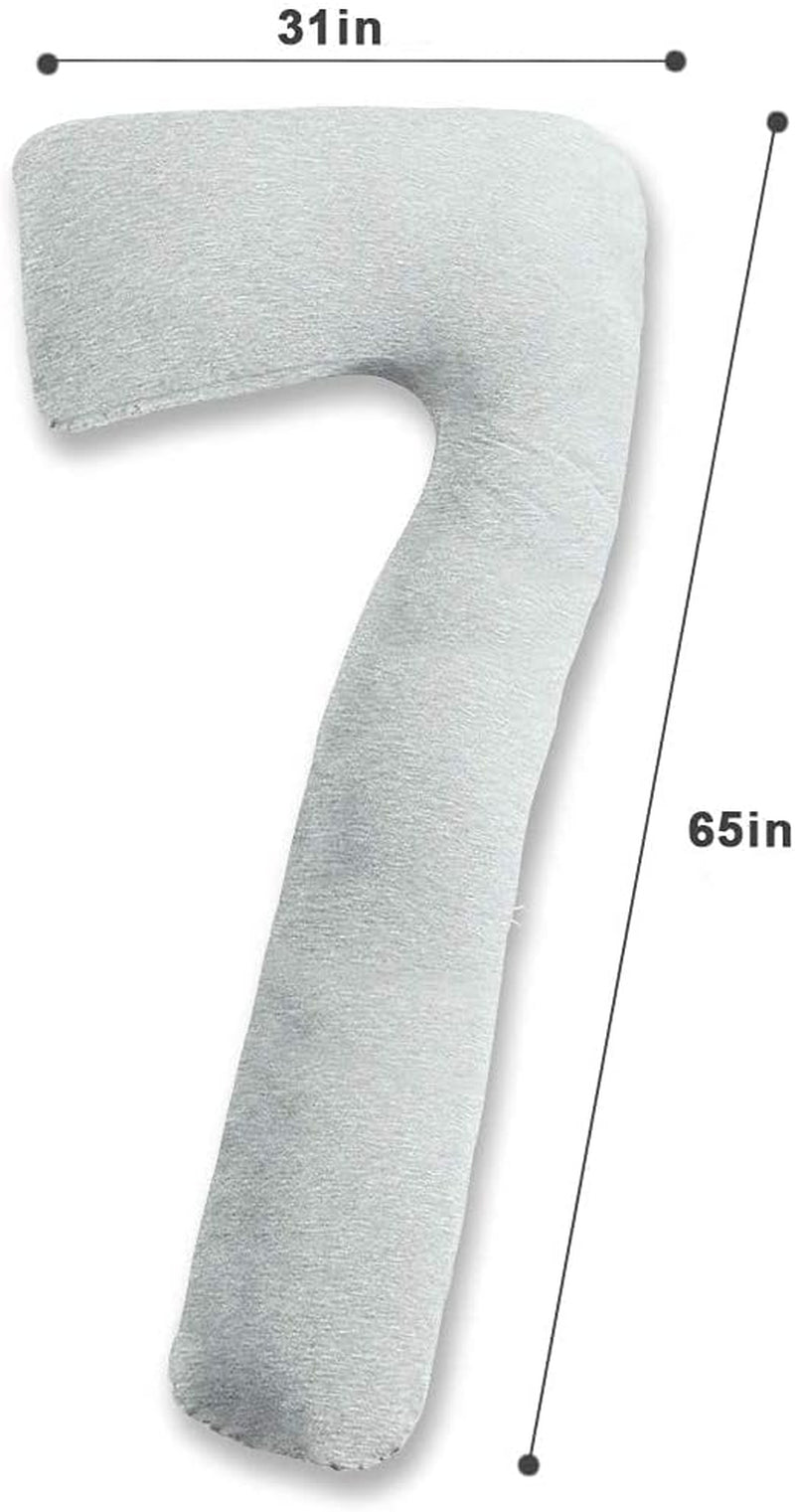 Gray L-Shaped Pregnancy Body Pillow with Jersey Cover