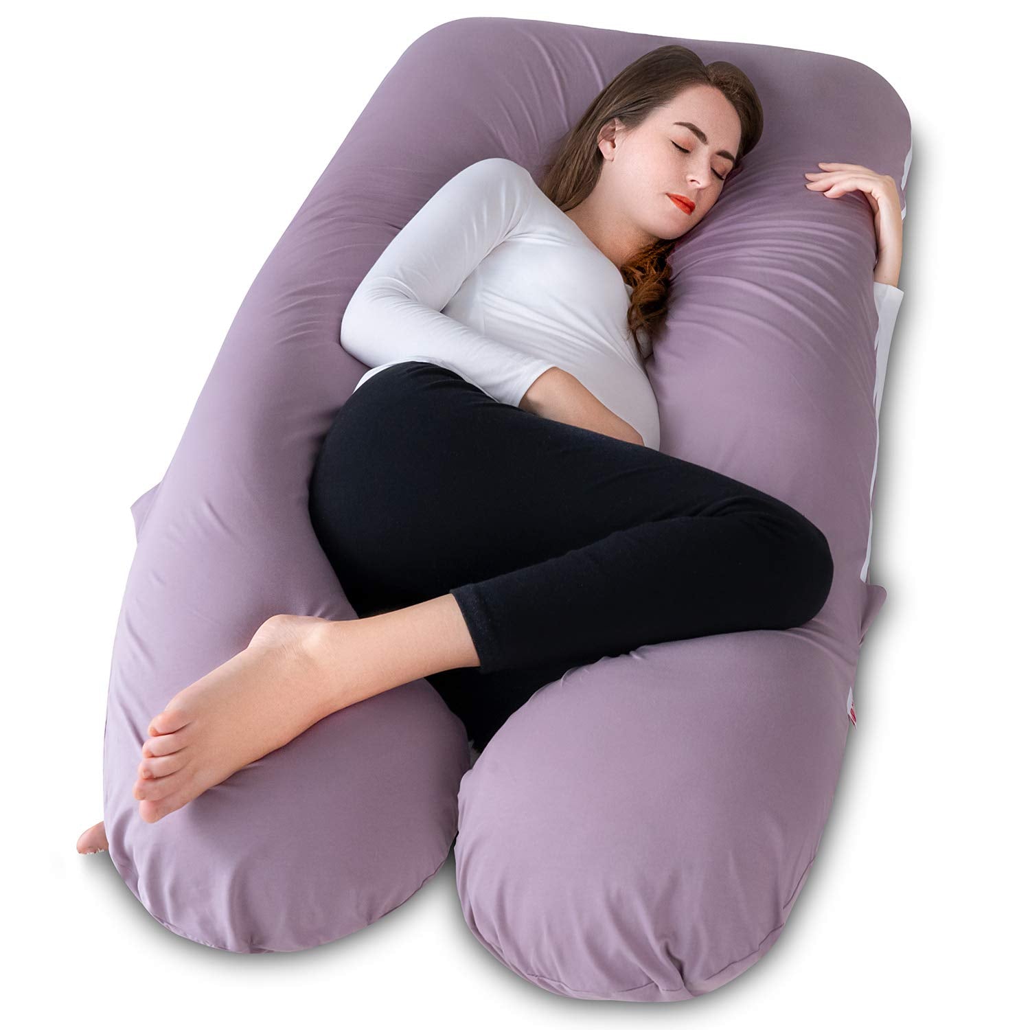 Cooling U-Shaped Pregnancy Body Pillow with Jersey Cover